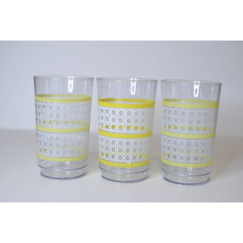 Set of 3 MCM Plastic Cups, Picnic, Lemonade, Vintage Drinkware